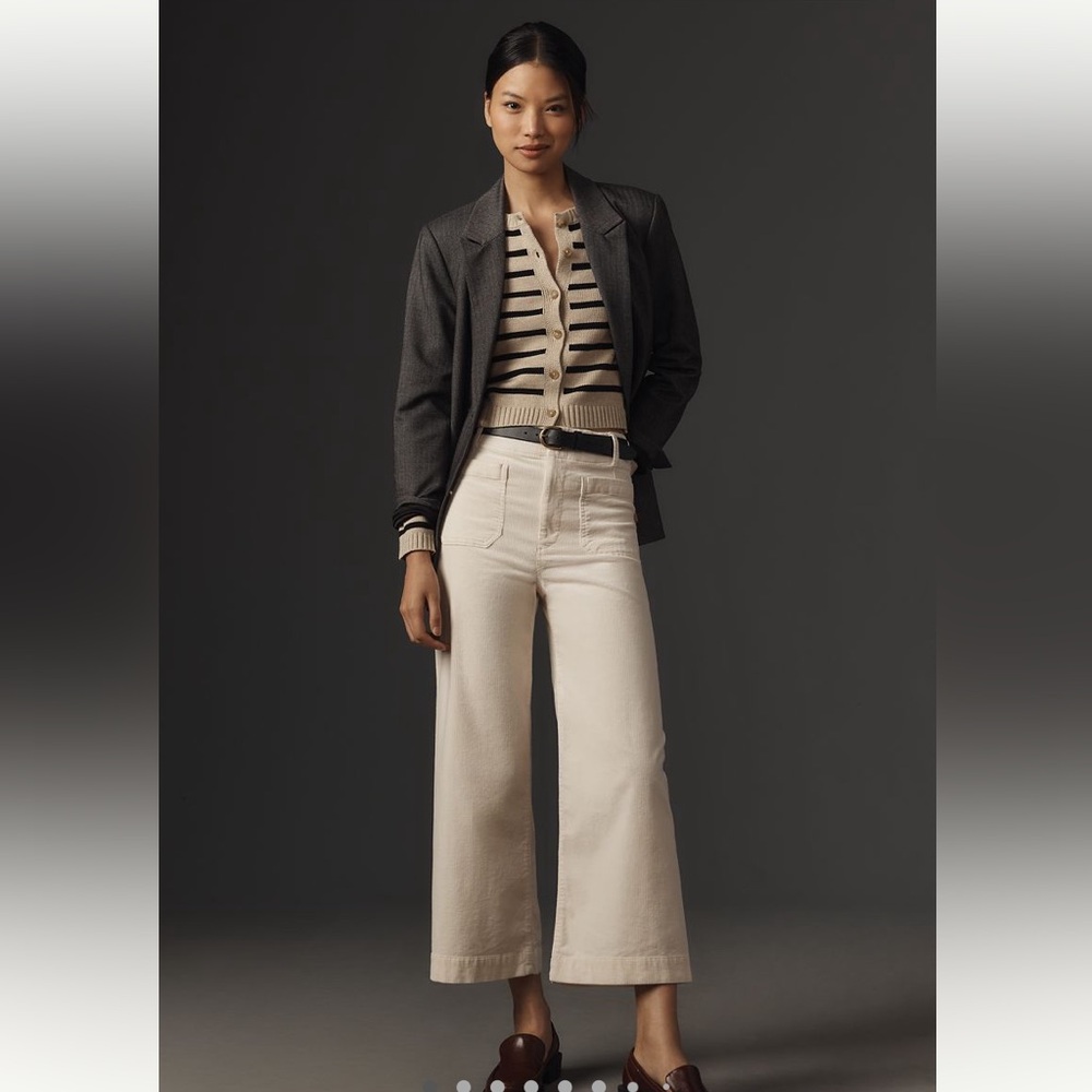 The Colette Cropped Wide-Leg Pants by Maeve: Corduroy Edition
